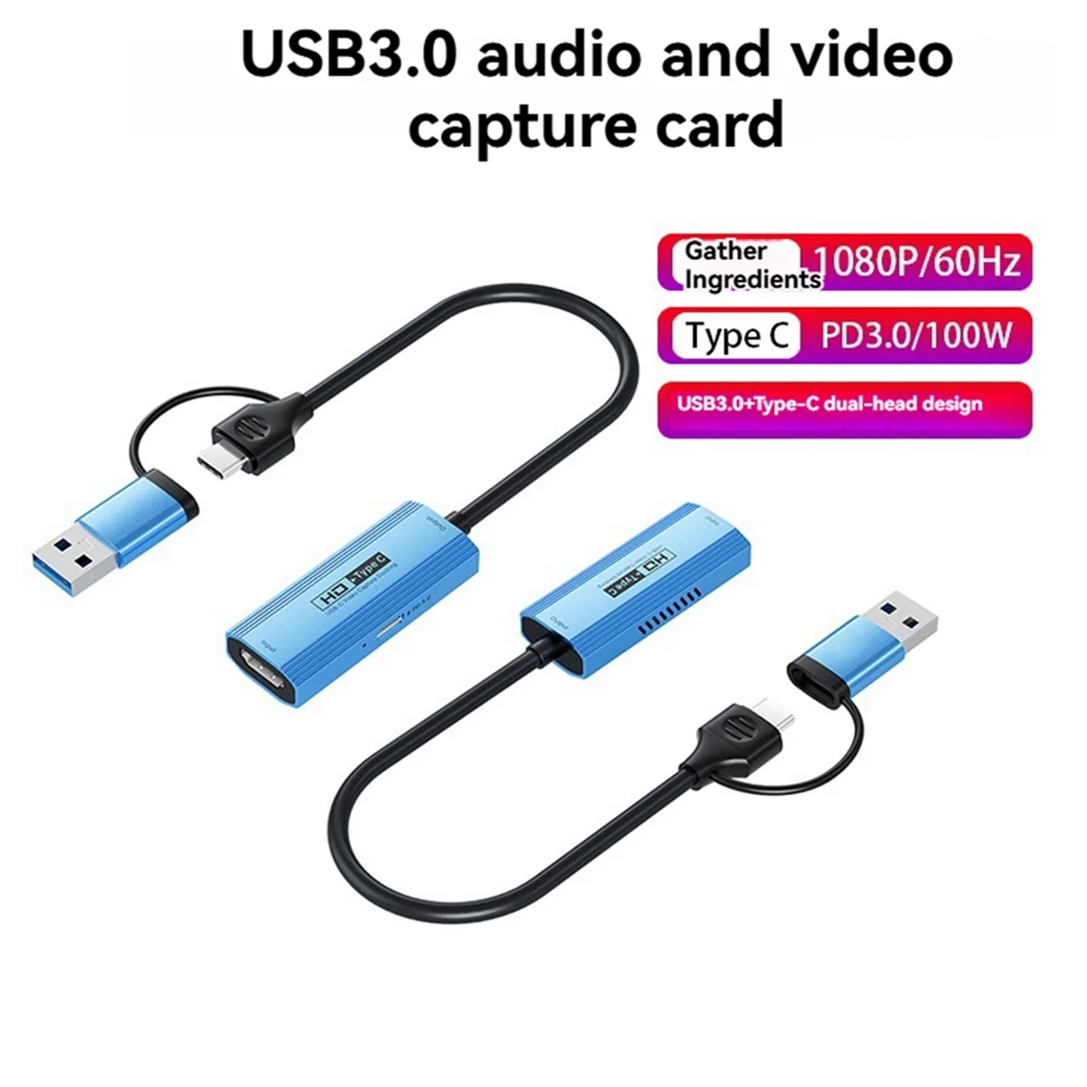 

NEW USB3.0&USB-C 1080P 4K30Hz Video Capture Docking with PD3.0 Power Supply for Versatiled Device Compatibility