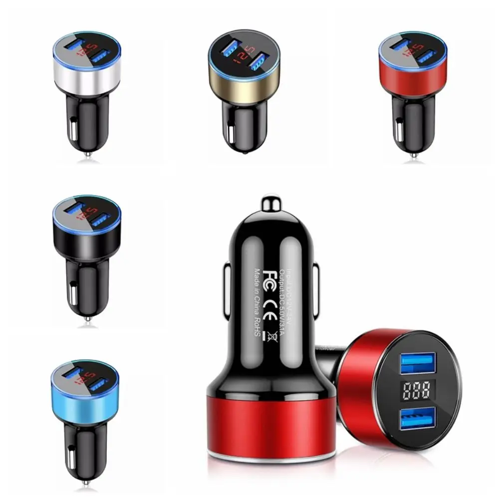 QC 3.0 Dual USB LED Voltmeter Car Charger Charger Adapter Digital Display 3.1A Dual USB Phone Charger Double Port 12V/24V