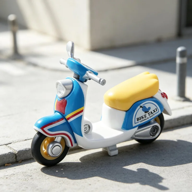 Disney Tomica Donald Duck Motorcycle Diecast Mini Car Model Gift for Birthday Holiday or Surprise Present
