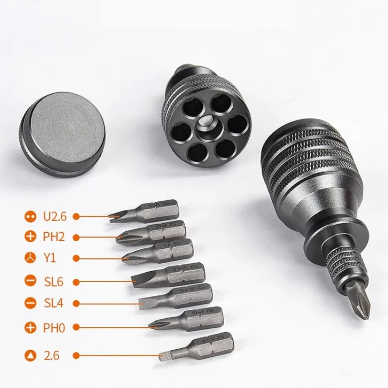 Precisie 7 In 1 Mini Schroevendraaier Titanium Schroevendraaiers 1/4 Inch Magnetische Phillips Torx Schroevendraaier Bit Set Thuis Reparatie Tool