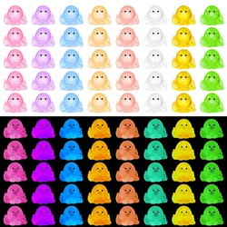 48Pcs Luminous Mini Resin Octopus Figurines Tiny Cute Octopus Miniature Ornament Charms for Aquarium Dollhouse Garden Landscape