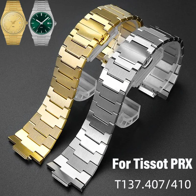 

High quality stainless steel watch band for Tissot PRX series super player T137.410/407 T137.210 Men women bracelet metal strap