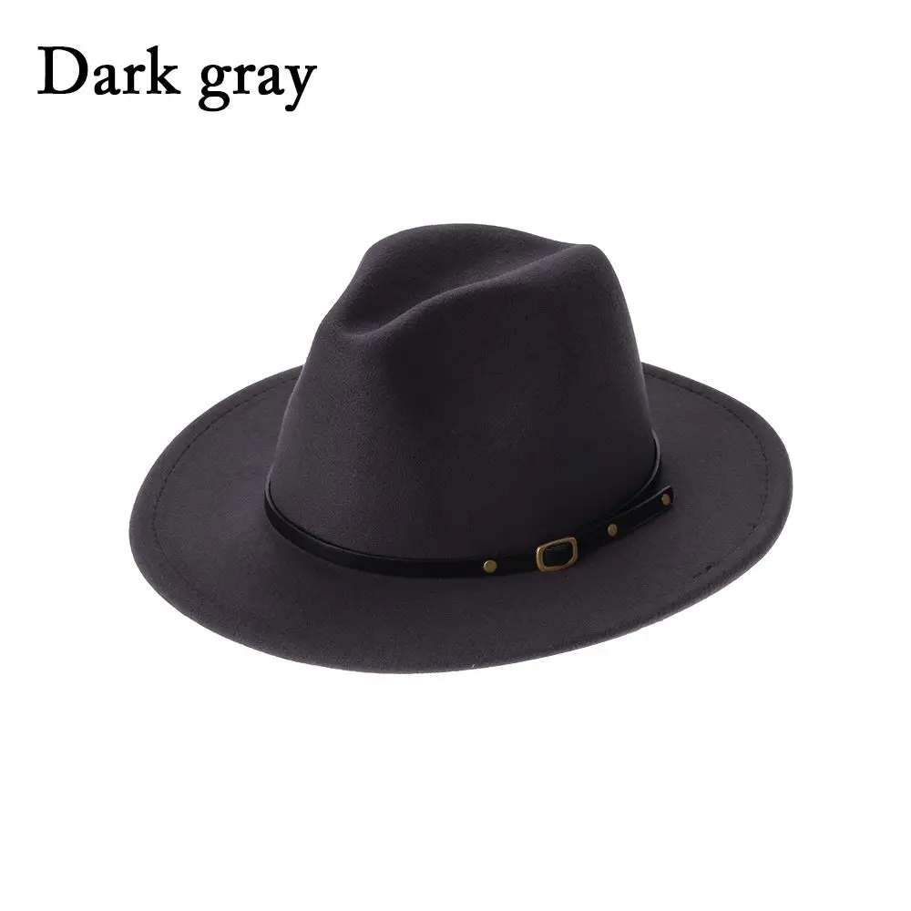 Fashion Autumn Winter with Belt Buckle Panama Jazz Hat Outback Hat Cowboy Hat Felt Fedora Hats