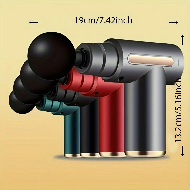 1 Pistol Pijat, Alat Pijat Genggam untuk Otot Dalam untuk Nyeri Tubuh, Punggung dan Leher, Desain Ultra-Kompak dan Elegan, Penggerak Torsi Tinggi, 6 Mode dan 6 Tingkat Kecepatan