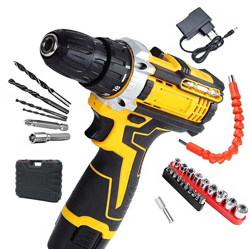 Lithium Electric Drill  Electric Screwdriver  Hand Electric Drill  Electric Tool Set  Multifunctional Accessory Box Packaging