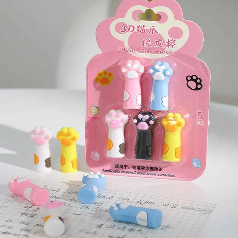 5Pcs Kawaii Cat Pencil Cap Cartoon Silicone Ballpoint Caps Topper Pencil Cover For Kids Extender Stationery School Supplies