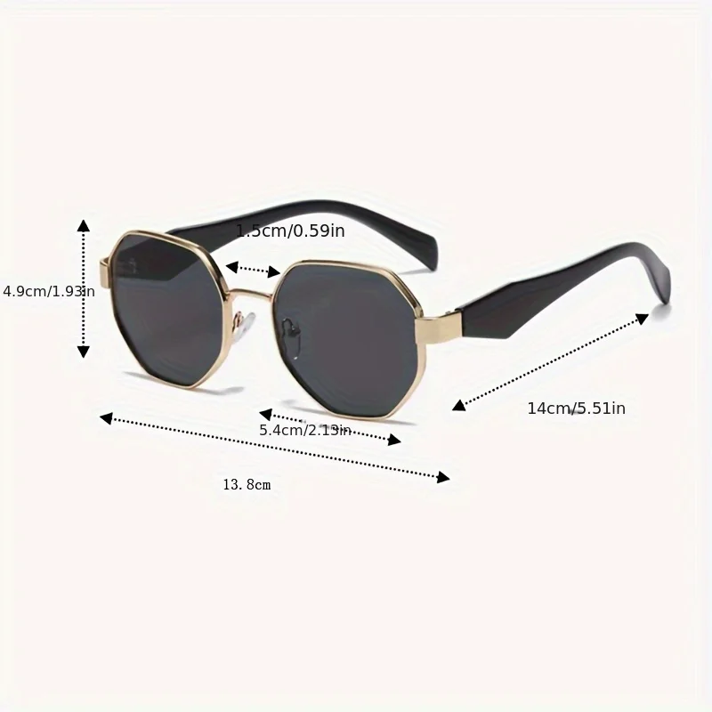 Cycling 2pcs Polygon Metal Frame Sunglasses Women Fashion Gradient Sunglasses Men Luxury Brand Design Decorative Glasses Uv400