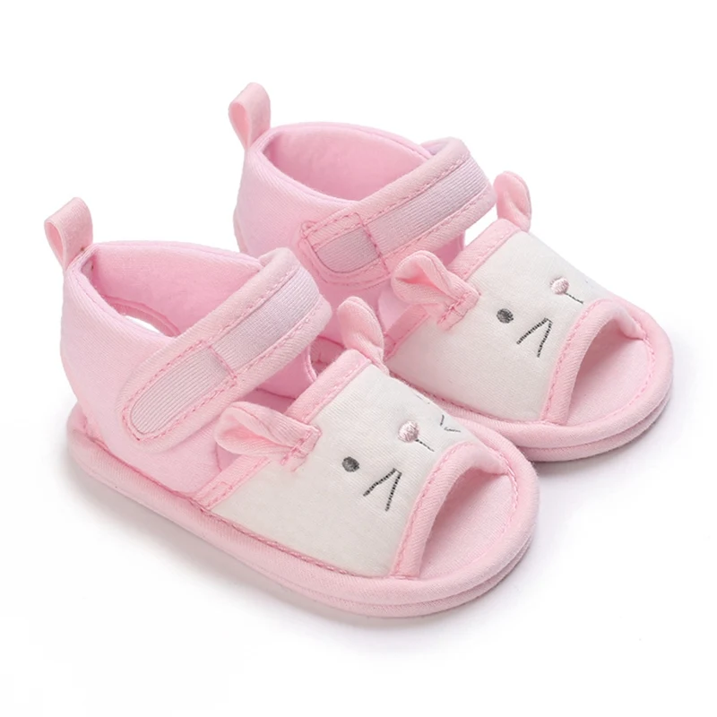 Summer Newborn Pink Baby Shoes Non-slip Cloth Bottom Shoes For Girls Elegant Breathable Leisure Baby First Walking Shoes 0-18M