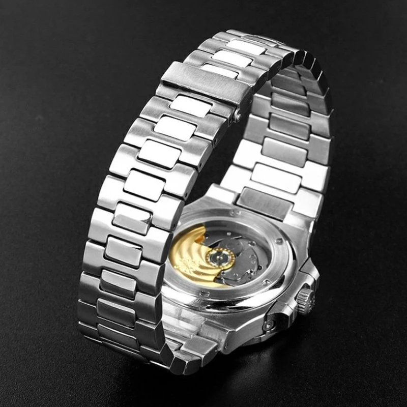 For Pa-tek Philippe Nautilus Series 5711 5712 5980 Stainless Steel Watch Chain Raised PP Strap Metal Watchband 25x13mm Male