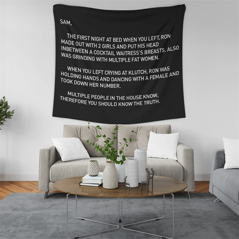 Gaslight Gatekeep Girlboss Sam's Note Jersey Shore Anonymous Letter to Sammi Tapestry Wall Hanging Art for Bedroom Living Room