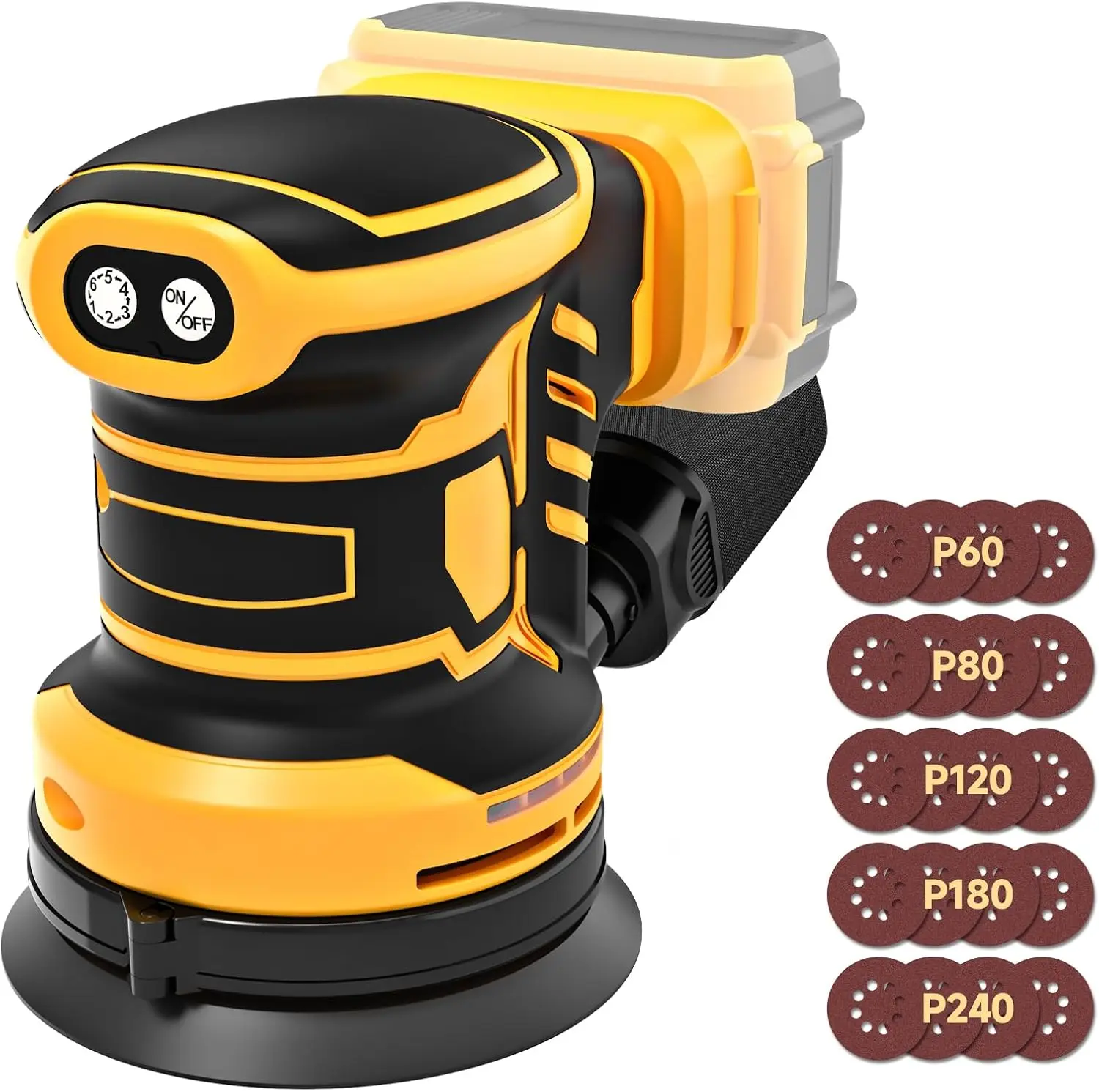 Cordless Brushless Orbital Sander 6 Variable Speeds 13500 RPM Dust Bag For DEWALT 20V Battery Wood Metal Furniture
