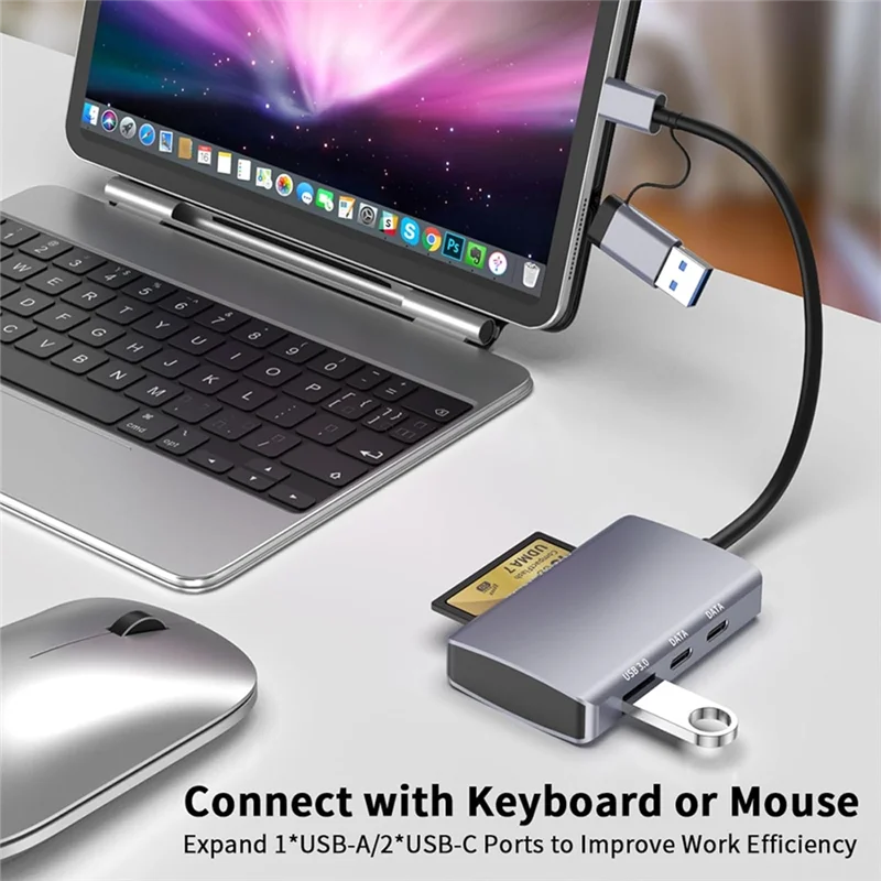 USB-C 3.0 6-In-1 Multi-Card Reader CF/SD TF Adapter Hub For Android For Computer Micro SD