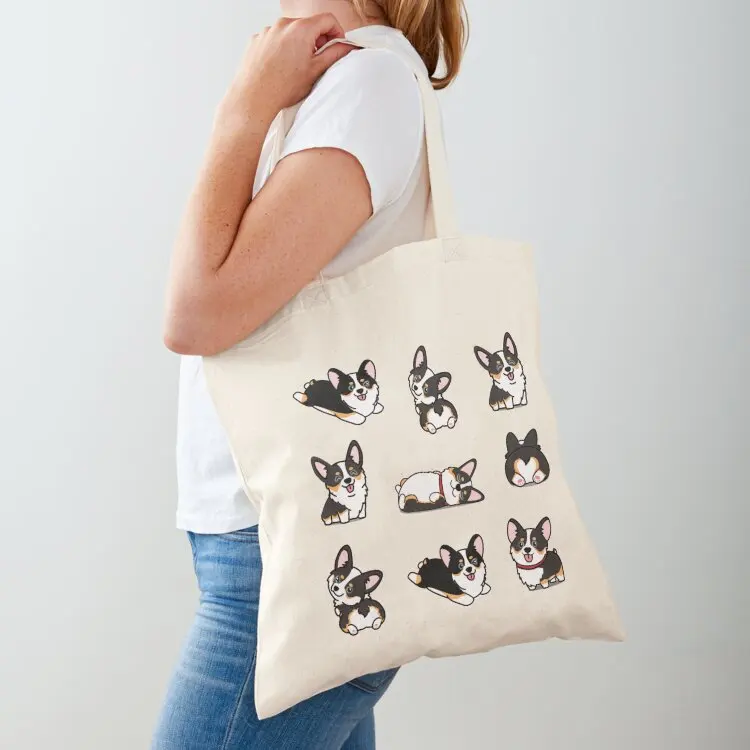 

Kawaii Corgi Tri Color Tote Bag Gift bags Women's shopper bag Cloth bags tote bag screen