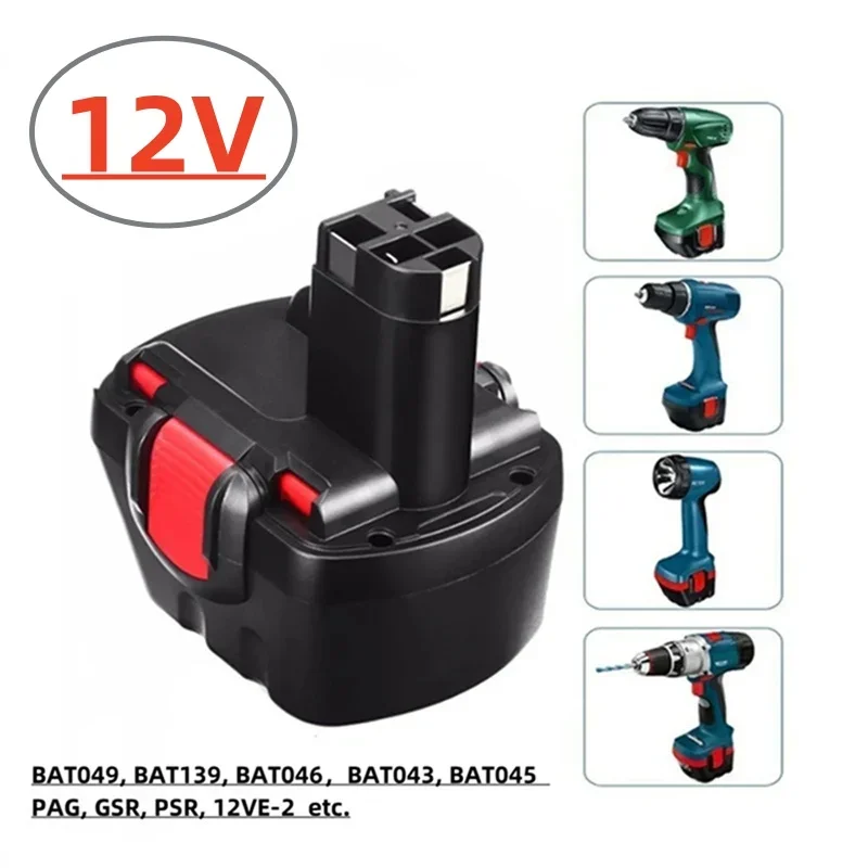 Newn 12V /14.4V 12.8Ah Nickel-cadmium Rechargeable Battery, Suitable for Bosch PSR 12V AHS GSB GSR BAT038 BAT040 BAT140 BAT159