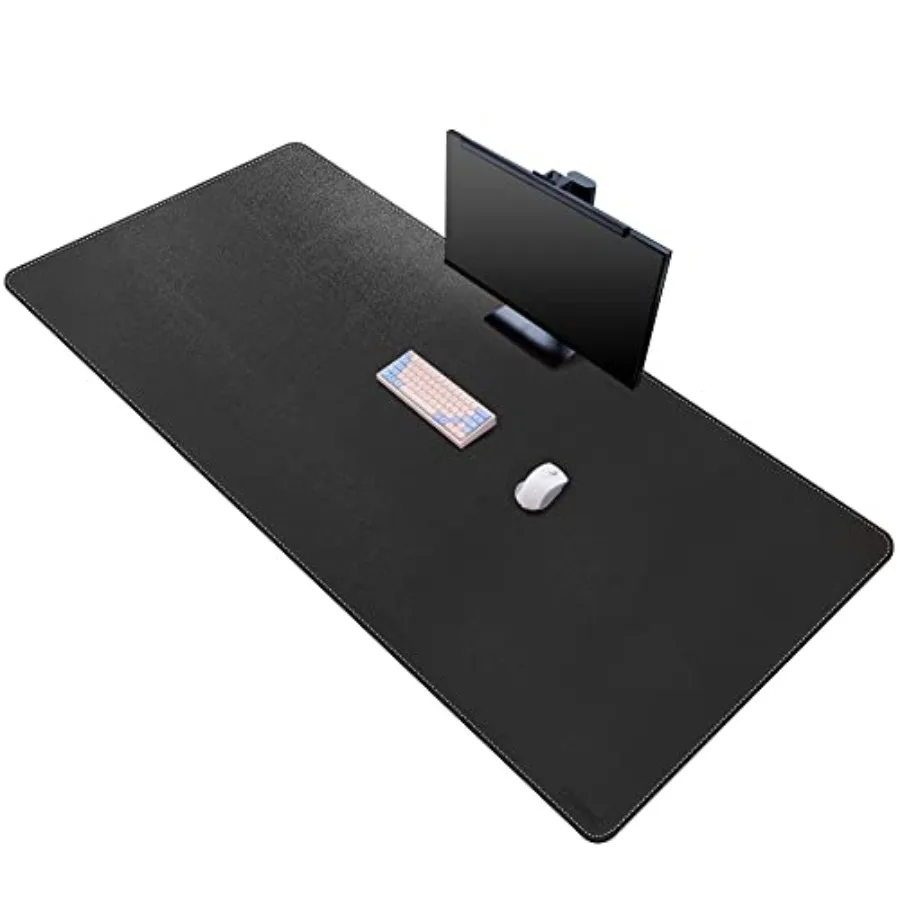 Leather Desk Mat, 63" x 31.4" Extra Large Desk Pad Blotter Protector, Extended Non-Slip Mouse Pad, Waterproof PU Leather Desk M