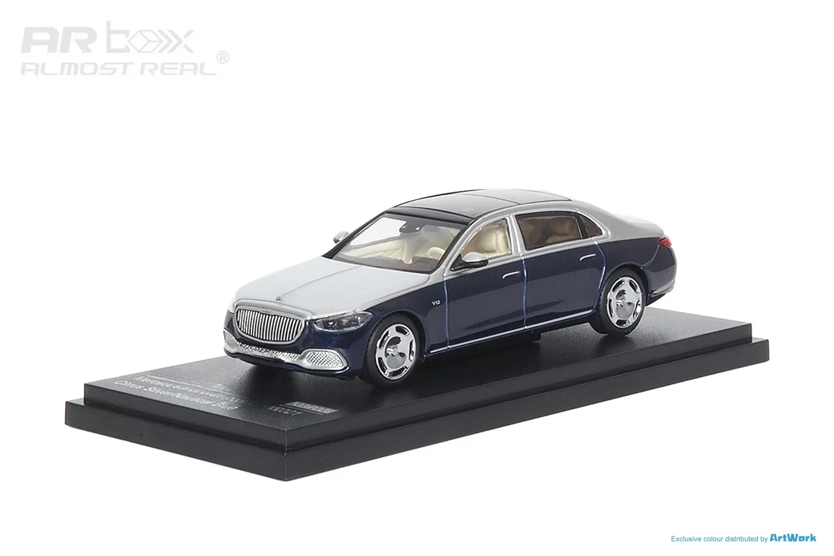 AR BOX 1:64 MB S Class Z223 Silver-Blue limited600 Diecast Model Car