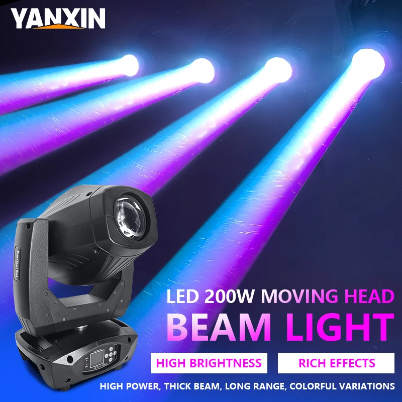Dj Lights Professional 200W Moving Head Light Pattern Wash Beam DMX512 Sound Activated Stage Light Disco Wedding Club Bar Event