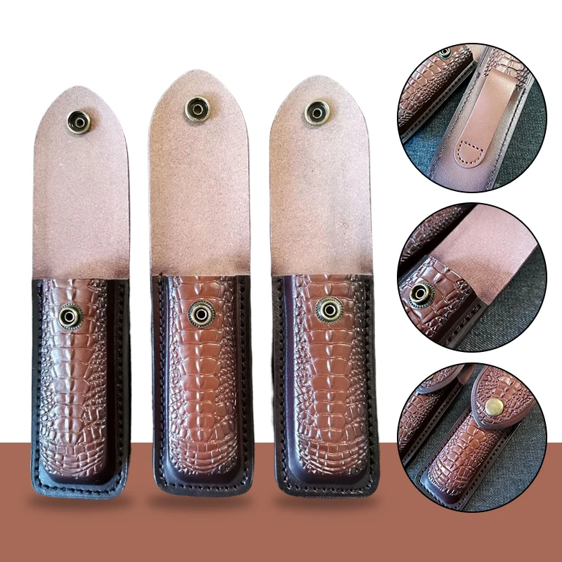 Chef's Fold Cowhide Knife Leather Sheath Scabbard Straight Pocket Sheath Cover Protector Bag Knife Cover Bag Outdoor Tools