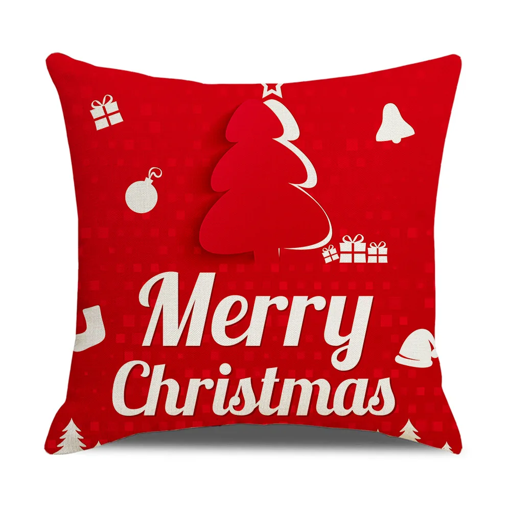 Decoraciones navideñas para el hogar, funda de cojín de 45x45cm, adornos de muñeco de nieve y Papá Noel, Escena de nieve de Año