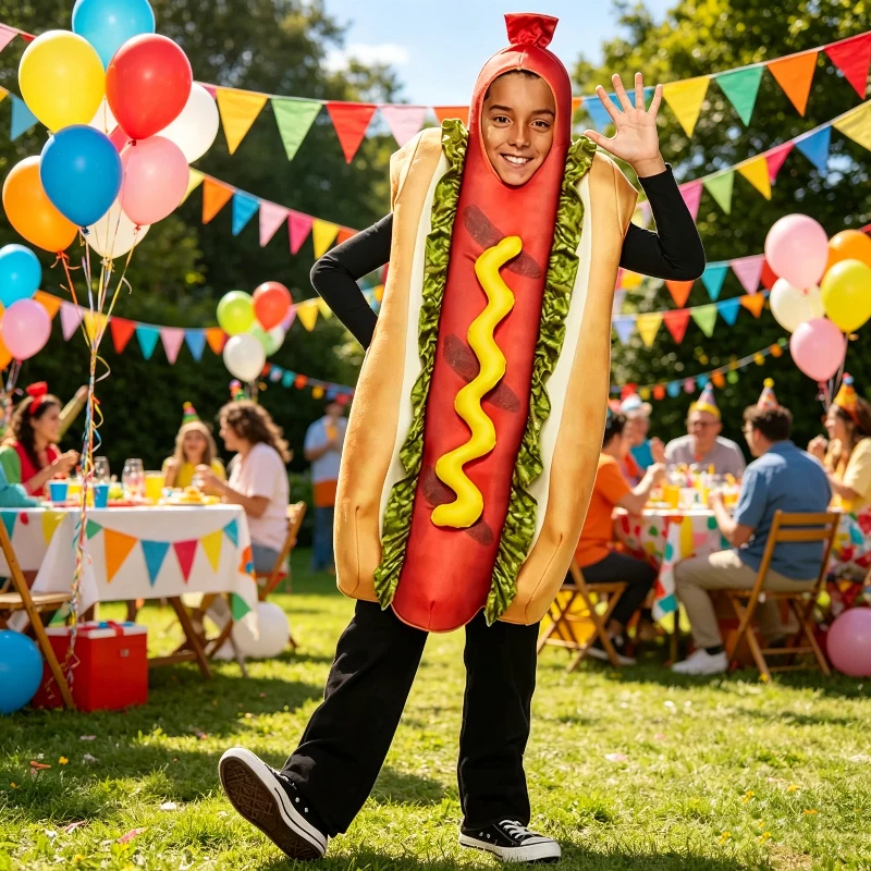 

OA Mädchen Junge Cute Fast Food Theme World Book Day Outfit Funny Hotdog Halloween Fancy Dress Up Hot Dog Cosplay Costume