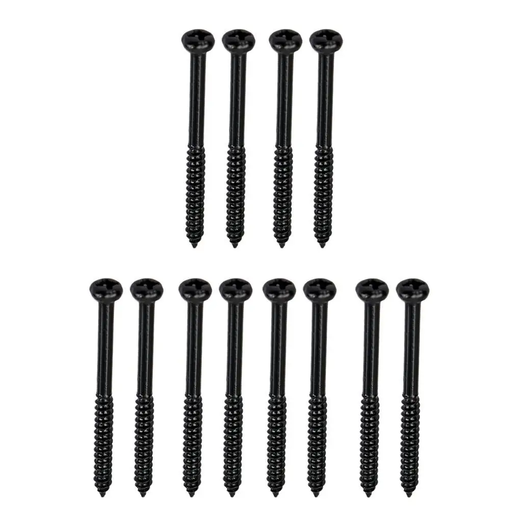 12 Pieces Bass Pickup Mounting Screws for JB Pickups Black