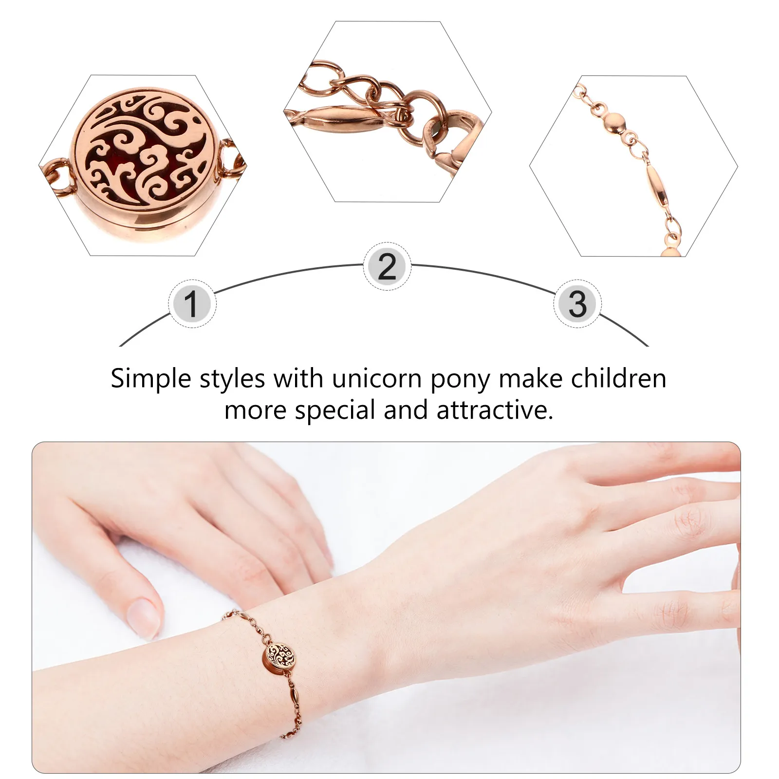 1Set Hollow-Out Essential Oil Diffuser Bracelet Aromatherapy Wrist Chain Perfume Diffuser Mini Bracelet Chic Decorative Wrist
