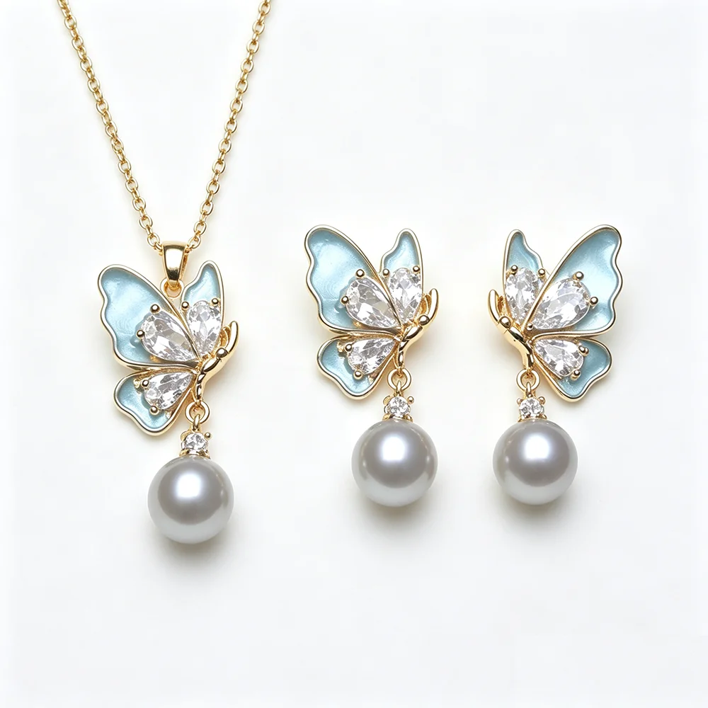 Echte 925 Sterling Silber Perlenkette Ohrring-Sets für Damen, Brautschmuck aus Süßwasser-Naturperlen, Geschenk für die Ehefrau, Weiß Schwarz – Detail 4