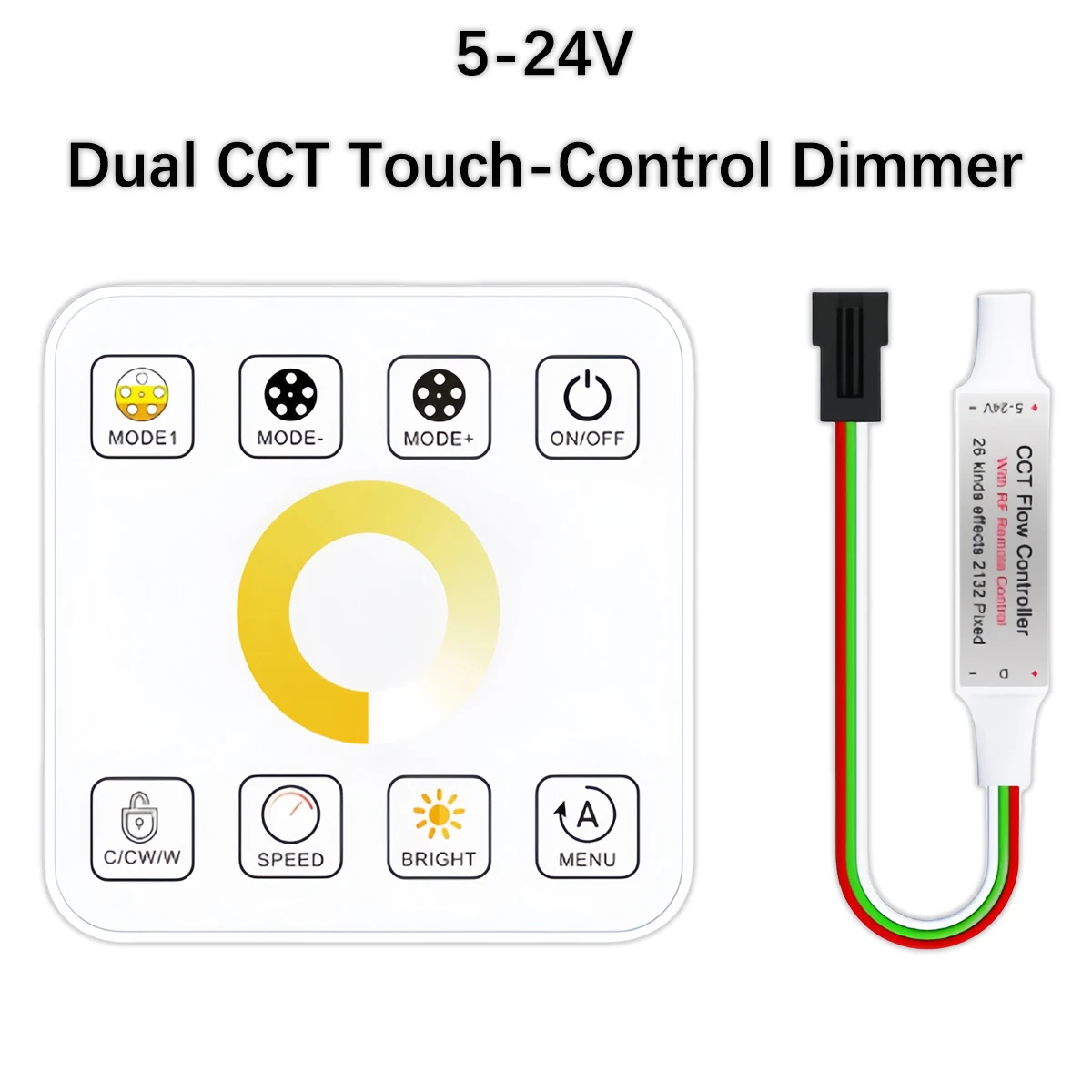 

Двухканальный радиочастотный сенсорный контроллер – адресная светодиодная система с эффектами «погони»/«выцветания» и автоматическим возвратом света