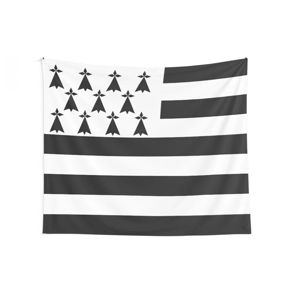 Flag of Brittany Drapeau Breton Gwenn-ha-du Ermine black and White HD HIGH QUALITY ONLINE STORE Tapestry