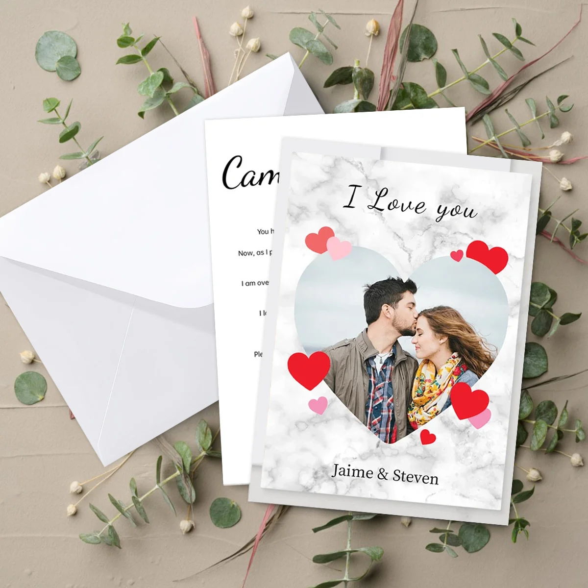 Personalisierte Grußkarten mit Bildern und Text, mit individuellem 'ICH LIEBE DICH' - Perfekt für Hochzeiten, Jahrestage, Geburtstage – Detail 5
