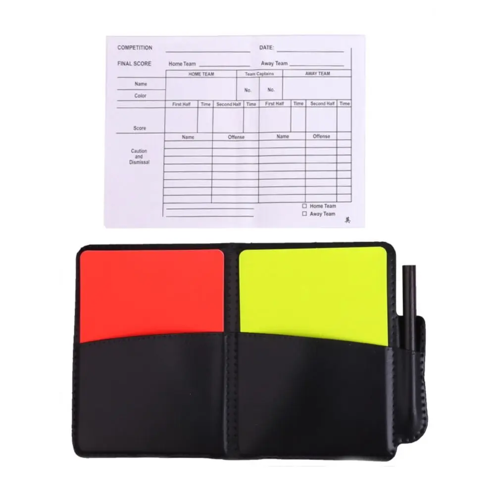 

С кожаным кошельком Футбольные красные и желтые карточки Красные, желтые карточки Карандаш Футбольный арбитр Книга записей Флуоресцентная