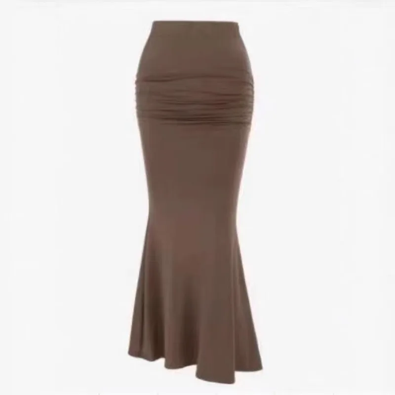 ソリッドボディコンパッケージヒップロングスカート レディース セクシー ブラック エラスティック エレガント ハイウエスト マーメイド マキシスカート 2025 夏 新作 ストリートウェア