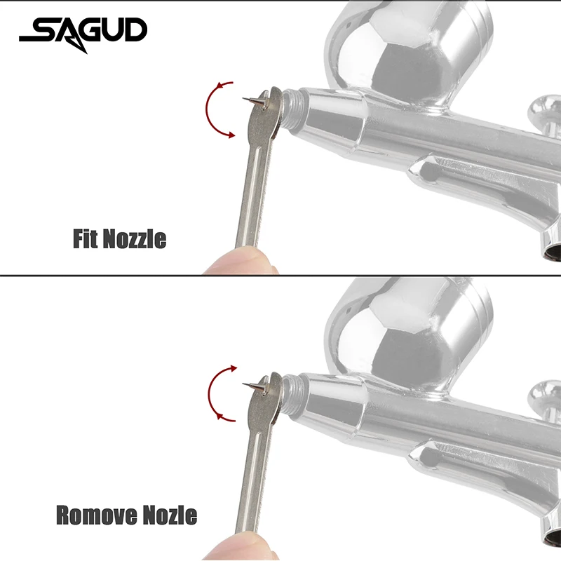 Dysza aerografu nasadka igłowa z kluczem i kluczem do dyszy części zamienne, 0.2mm, 0.3mm, 0.5mm, WD-130 WD-117 aerografów