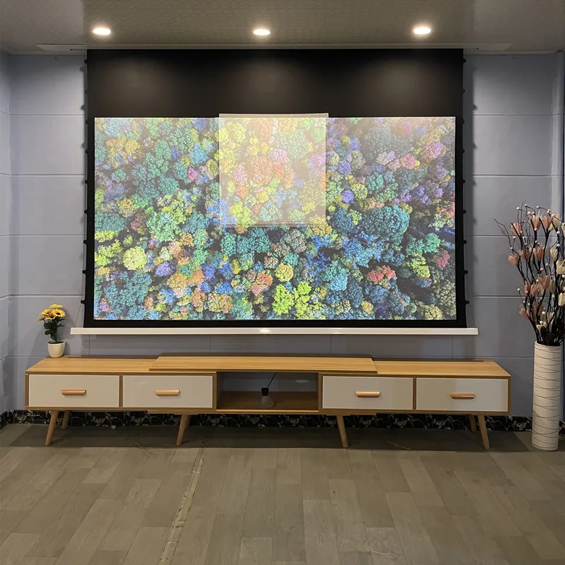 CRT-1 4K ALR Dunkelgraue Umgebungslichtunterdrückung Deckeneinbau-Projektionswand mit elektrischer Tab-Spannung HDTV 16:9-Format ProAV – Detail 26