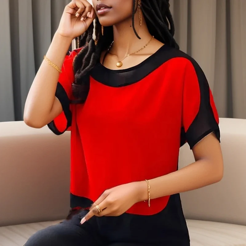 Summer Casual Loose Shirt Women Tops Fashion Solid Elegant Blouse Woman O-Neck Batwing Sleeve Office-Ladies Blouses Blusas 3397