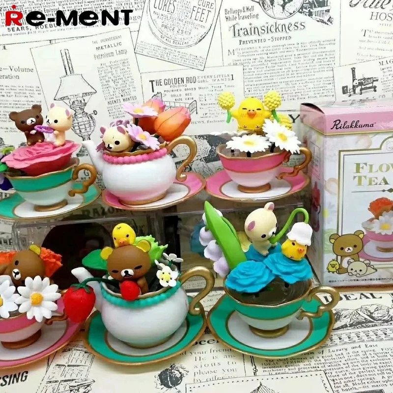 

Genuine RE-MENT Rilakkuma Flower Cup Kawaii Cute Blind Box Toys Anime Figures Model Toys Collect Ornaments Kids Birthday Gifts