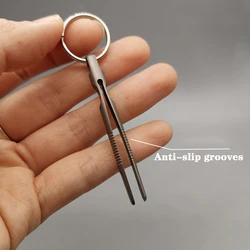 TC4 Titanium Alloy Mini Tweezers Outdoor Portable EDC Lightweight Small Tool Keychain Eyebrow Beard Clip