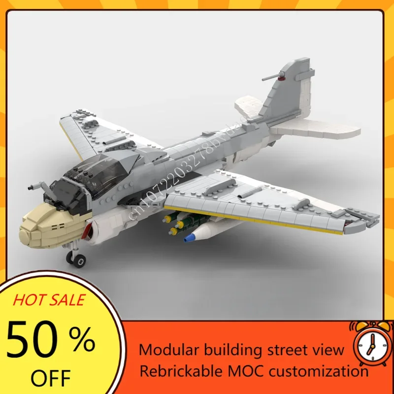 1570PCS MOC Custom Puzzles1:35 Scale A-6E Intruder Model DIY Assembled  Aircraft Educational Creative Children Birthday Toy Gift