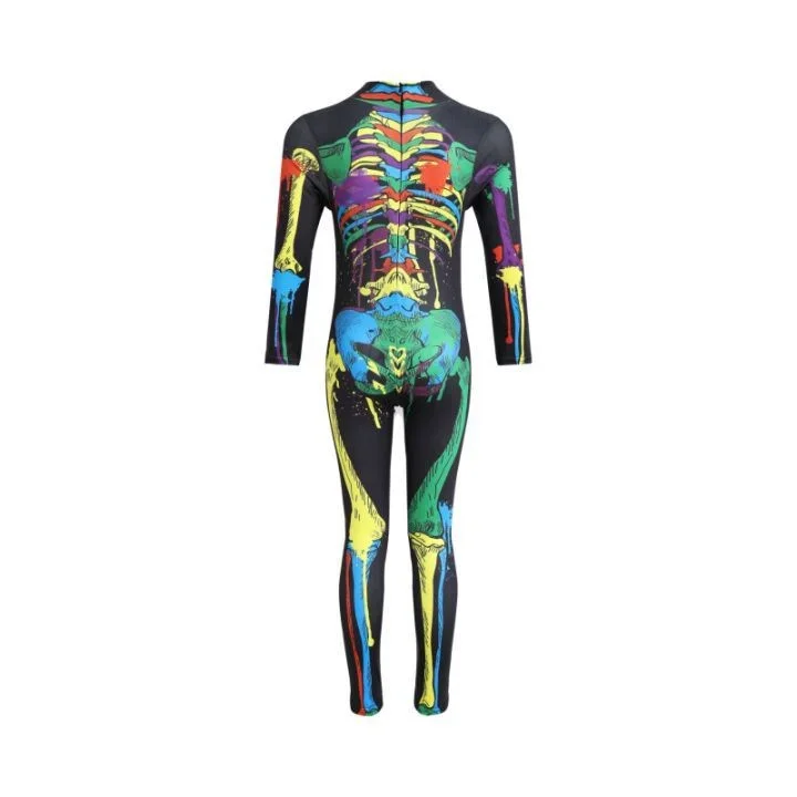 2026 Mädchen Jungen Gothic Geisterbraut Cosplay-Set Skelett-Rosen-Print Bodysuit für Kinder Halloween Karneval Kostüm-Party – Detail 7