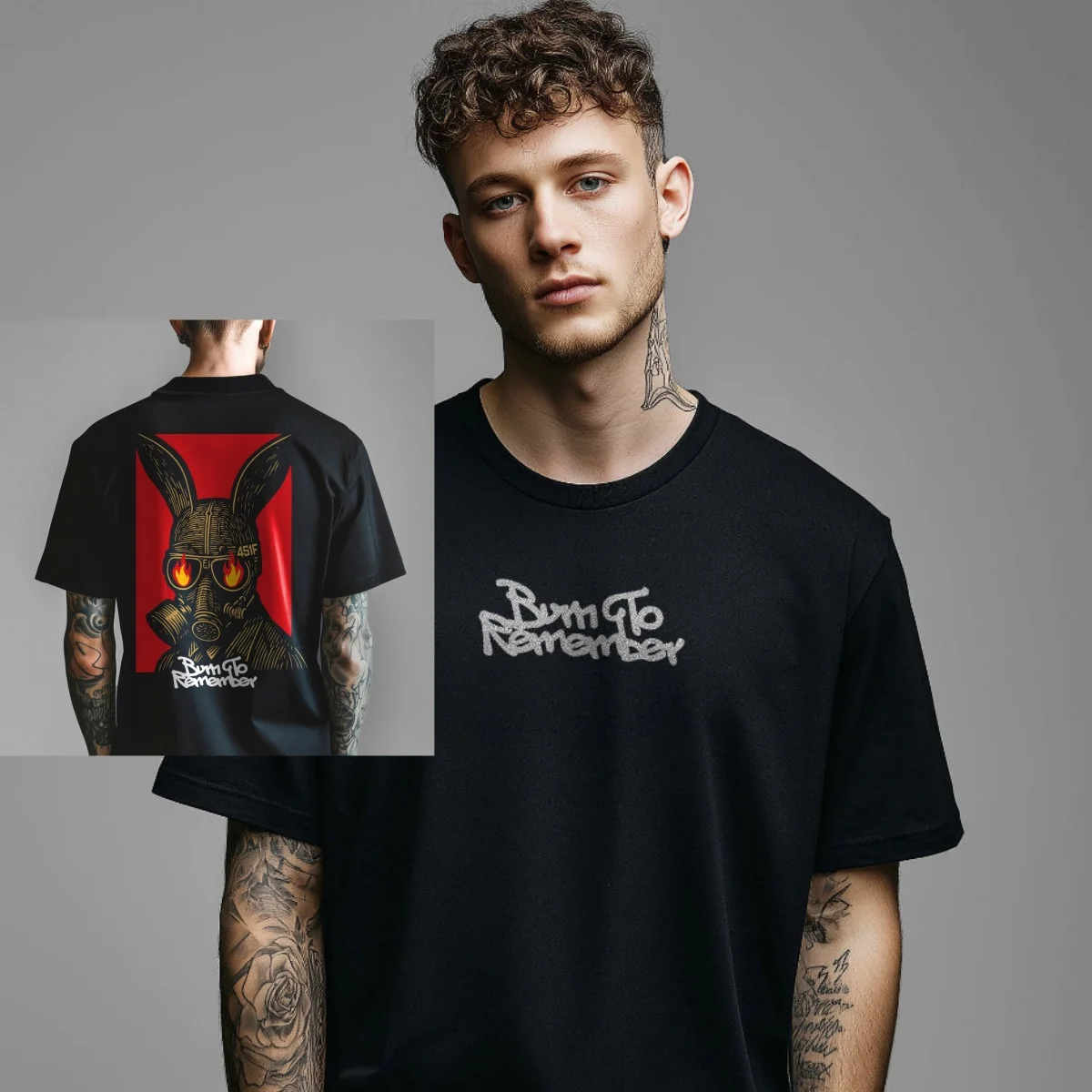 2026 Burn To Remember - Punkrabbits Oversized Streetwear Graphic T-Shirt for Rebels & Dreamers