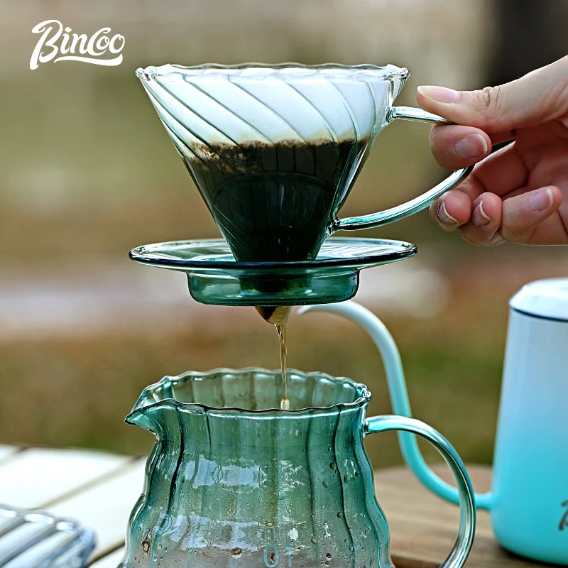 مجموعة صانعة القهوة Bincoo Pour Over مع حجم المنقط، مجموعة خادم القهوة الزجاجية سعة 2600 مل، منقط قهوة زجاجي مدبب بزاوية 60 زاوية