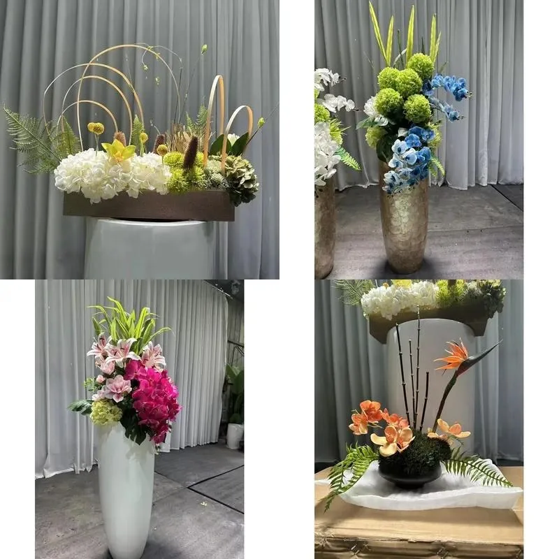 Large Forest Style Hand Simulated Green Plant Landscape Arrangement Double Sided Flowers for Outdoor and Indoor Use