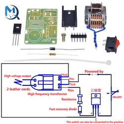 DC 3.7V 15KV wysokiej częstotliwości wysokiego napięcia łuku zapłonu falownik agregatu Boost Step-Up 18650 DIY Kit U transformator rdzeniowy Suite