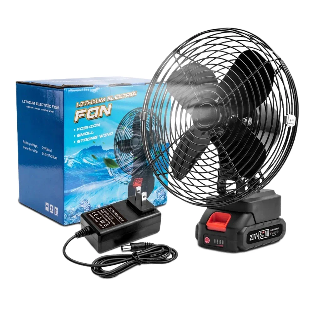 2-Speed High Power Handheld Fan 6/8in Portable Rechargeable Electric Fan For 18/20V Li-Ion Battery Outdoor Camping Working Fan