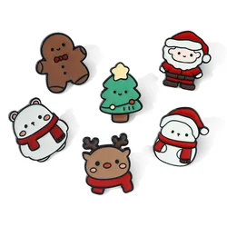 Cute cartoon Christmas pin Santa Claus Elk Gingerbread Man Christmas Tree Snowman brooch
