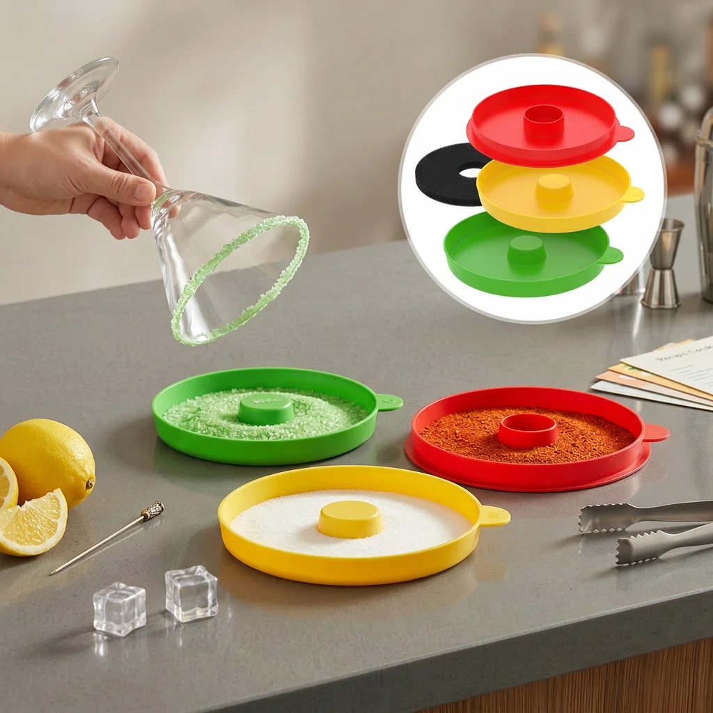Margarita Salt Rimmer Glasses Decor Tray Cocktail Salt Rimmer Box Mixing Salt Sugar Rimmer Tray Bartender Tool Bar Accessories