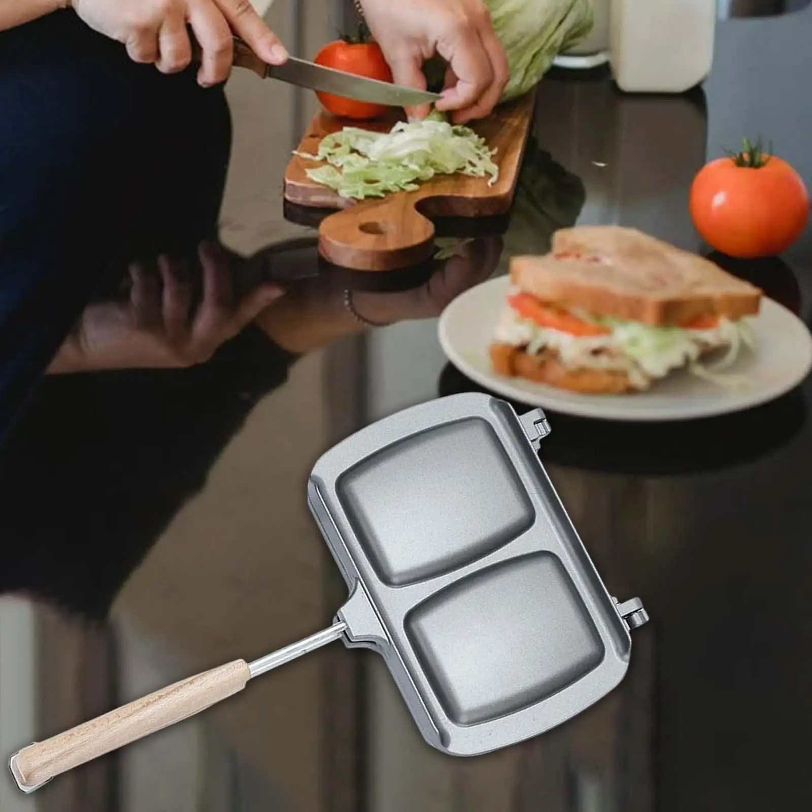 Bread Toast Maker Non Stick Coating Grill Pan Sandwiches Maker for Indoors and Outdoors Induction Cooker Stove Top Kitchen