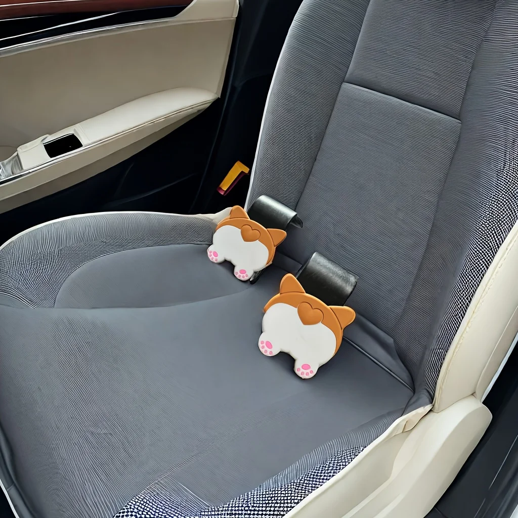 2pcs Cartoon dog knot car seat headrest hook hanger general purpose vehicle car storage bag bag purse coat car cutestuffornament