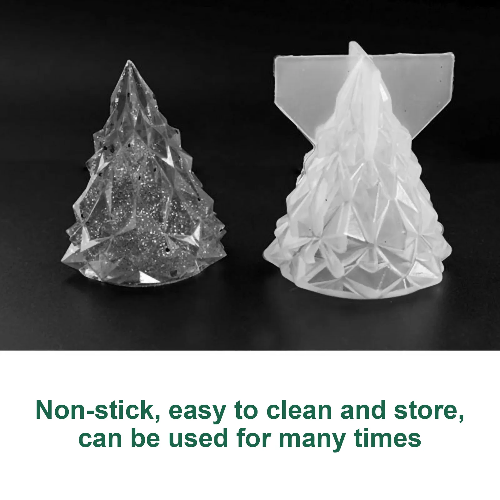 

2Pcs Christmas Tree Silicone Mold DIY Resin Night Light Desktop Ornament Mold Non-Stick Creative Scented Craft Gift