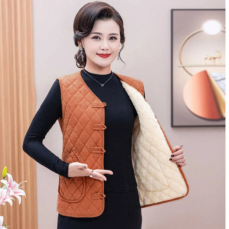 

Теплый жилет на подкладке для женщин, осенне-зимняя модная женская одежда для пожилых людей, верхняя одежда Jaet с подкладкой на плечах